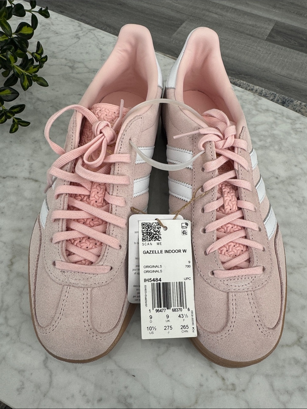 adidas Gazelle Indoor Women’s Sneakers - Light Pink & White, Size 10.5 NWT
